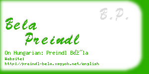 bela preindl business card